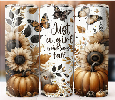 Tumbler 20oz Skinny Cup Mug Stainless Steel Just a Girl Who Loves Fall Butterfly