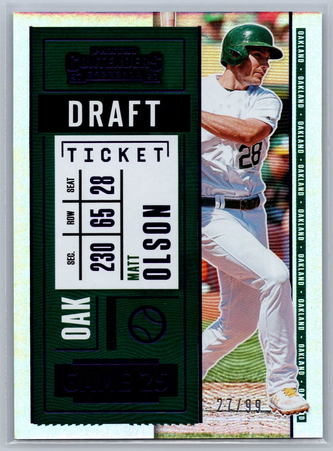 Matt Olson 2020 Panini Contenders Draft Ticket Purple /99 #13