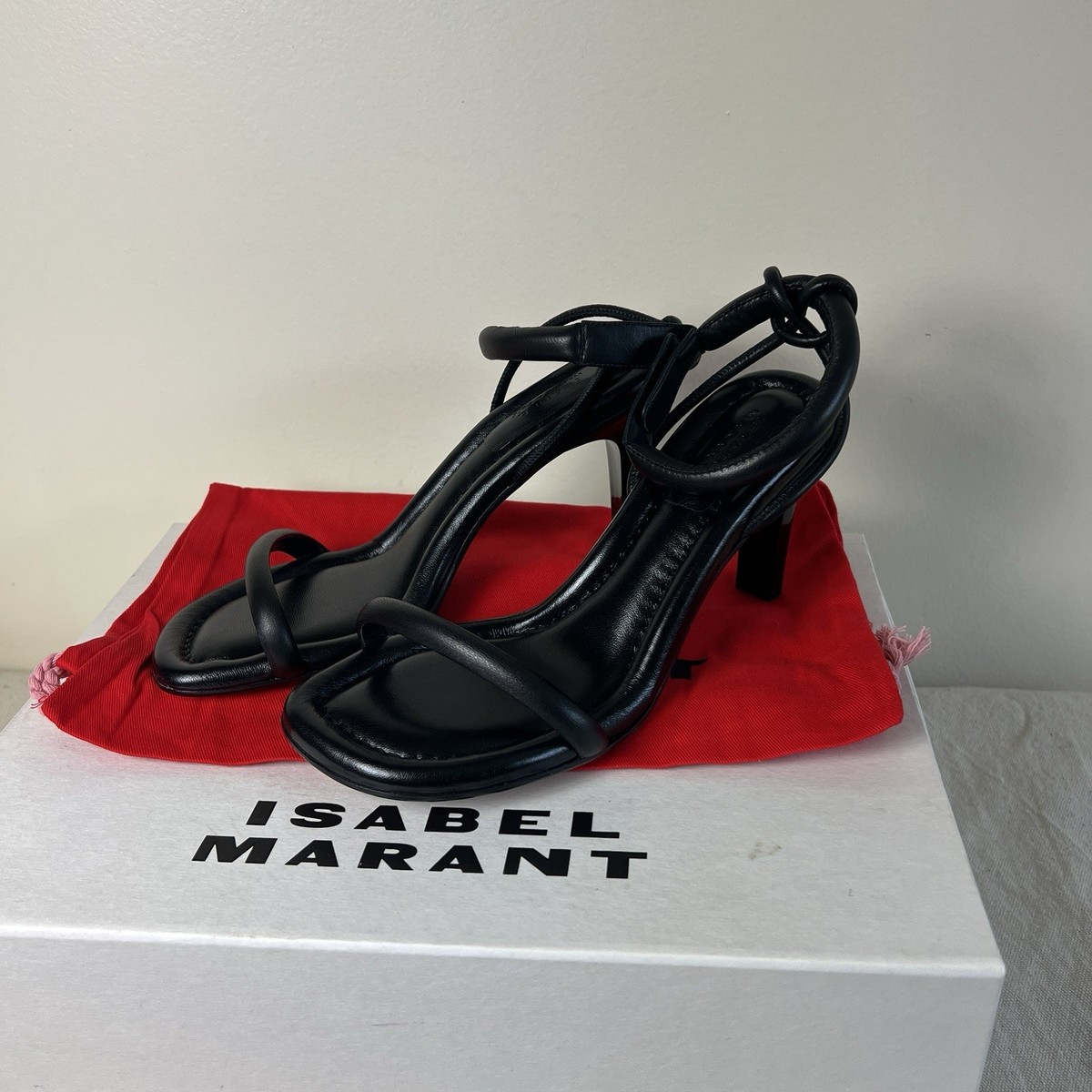ISABEL MARANT Katree Padded Leather Sandals Black Size 39 Made in