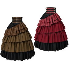 Medieval Women Skirt Pirate Skirt Halloween Ruffle Skirt High Waist Victorian