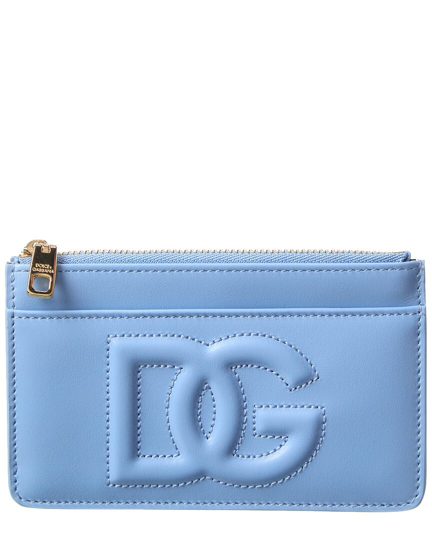 Женская кожаная визитница среднего размера с логотипом Dolce - Gabbana Dg синего цвета 49790₽