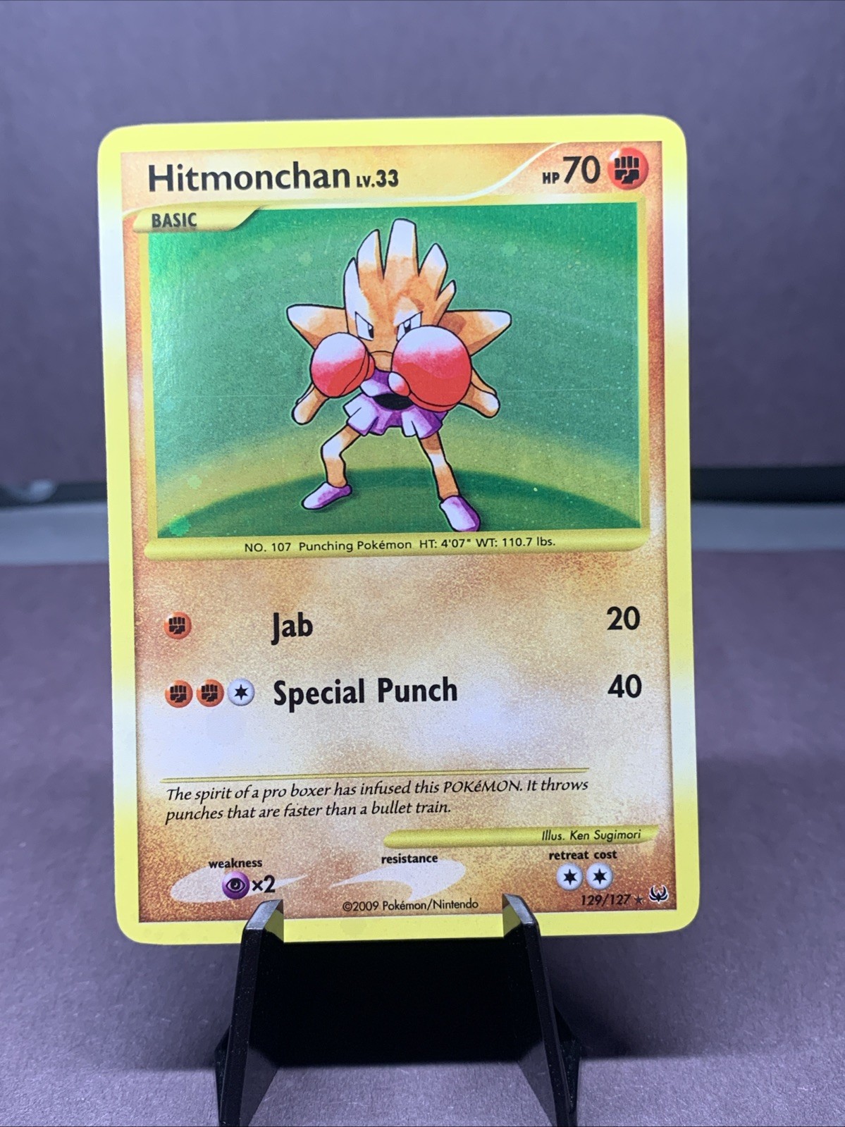 Pokemon TCG Hitmonchan 129/127 Holo Rare Platinum Base Set Secret Rare NM