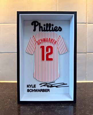 Phillies Kyle Schwarber #12 gerahmter mini 3D Trikot, Weiß/Rot/Schwarz