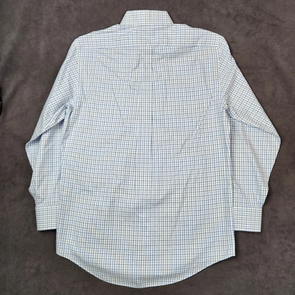 Brooks Brothers Shirt Mens 15 - 33 Blue Plaid Button Up Non Iron Supima Cotton - Image 3 of 4