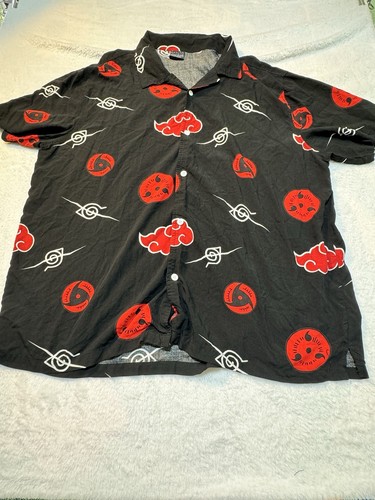 Naruto Shippuden Anime Hemd Herren 2XL Masashi Kishimoto Art Schwarz Rot SS Hawaii - Bild 2 von 15
