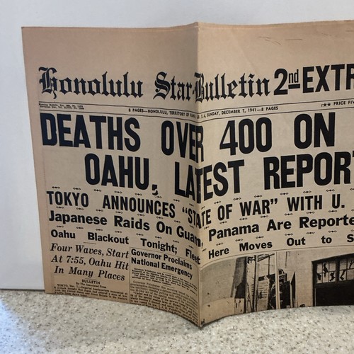 Honolulu Star-Bulletin 2nd Extra Newspaper December 7, 1941 Pearl Harbor WWII US