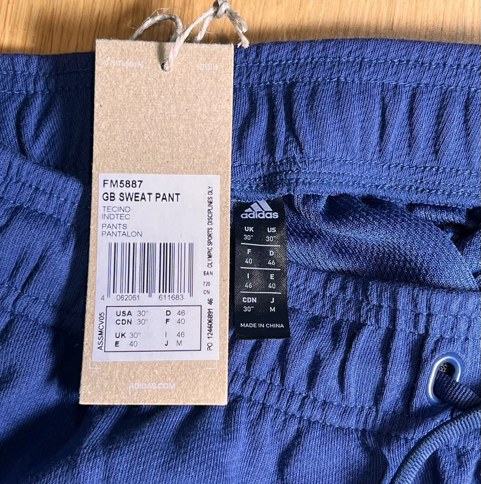 Adidas, Team GB, Sweat Pants In Blue. UK 30” - Image 3 of 4