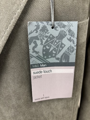 M&S Luxury Suede Touch Jacket Blazer 48” 50” SHORT Natural Grey BRAND NEW - £89 - Picture 5 of 24