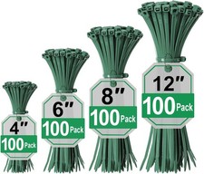 Green Zip Ties Assorted Sizes 4" 6" 8" 12" , 4" 6" 8" 12" 400 pack ,