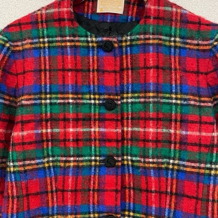 Pendleton Wool Collarless Jacket Unisex Tartan Ch… - image 3