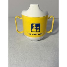 Vintage RARE WIC Baby Yellow Sippy Cup Toddler Training Cup with Handles Retro