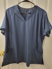 Carhartt Force Scrub Top Womens XL Navy Blue Multi Pocket, Badge Loop, EUC