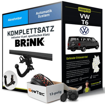 Für VW T6 Kasten,Bus Anhängerkupplung abnehmbar +eSatz 13pol 04.2015-09.2019 NEU