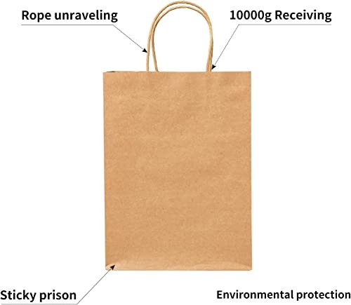 Brown Kraft Paper Bags with Handles Bulk, 5.9"x3.2"x8.3" 100Pcs Paper Gift Ba...