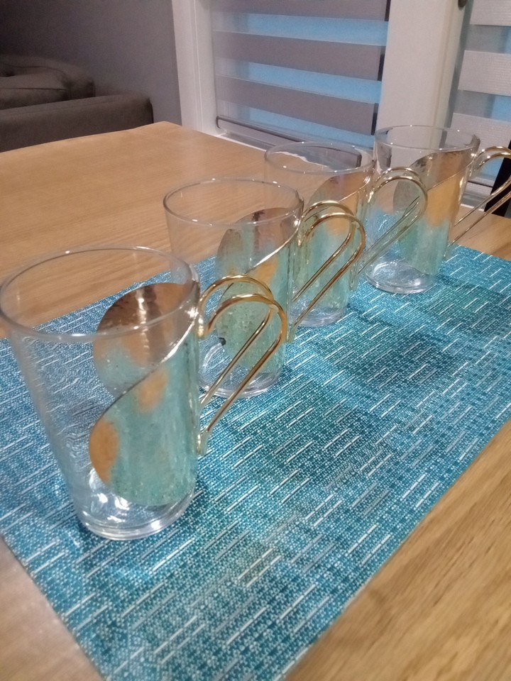 Set 4 VTG Barware MCM Danish Modern Hot Toddy Glasses Silver Denmark Scanmalay 