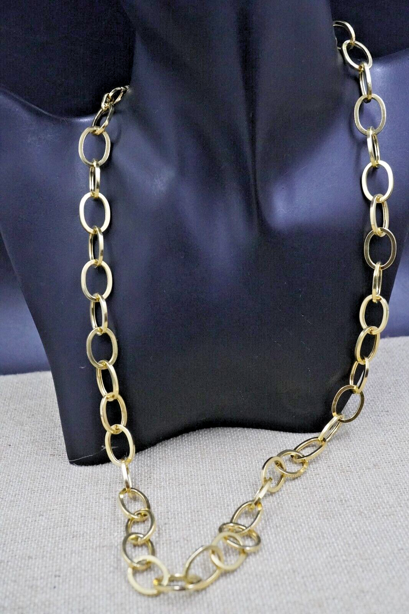 Vtg *57 AR ITALY 14K Yellow Gold Oval Links Necklace 24'' Long