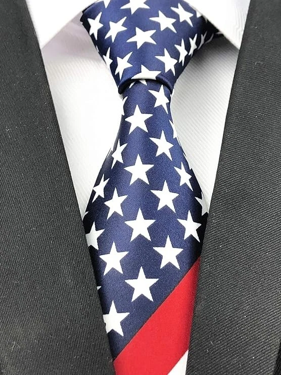 Hombres Bandera EE. UU. Estrellas y Rayas Rojo Blanco y Azul Corbata Prendas para el Cuello Corbatas a Rayas Foto 3 de 4