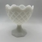 Vintage Napco White Milk Glass Footed Compote Candy Dish Bowl Vase Planter 1184