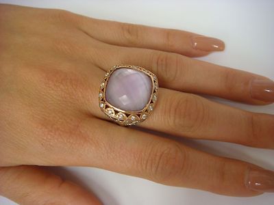 TACORI ''BLUSHING ROSE'' 18K GOLD & 925 SILVER 19.37 CT DIAMONDS AND GEMSTONE RING