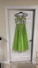 Green Bling Tulle Prom Dress Size 6