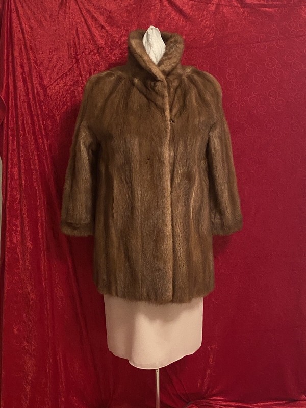 ~*~  SALE BEAUTIFUL WALNUT MINK  LUXURY FUR COAT BEAUTIFUL LOOK SIZE XL ~*~