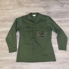 Vintage US Navy Seabees Utility OG-507 Button Up Shirt 15.5x33 Green Long Sleeve