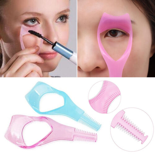 3-In-1 Crystal Mascara Shield Eyelash Comb Applicator Pink Blue Make Up Brush UK - Picture 1 of 12