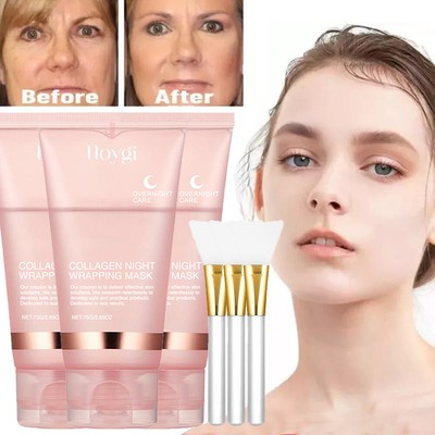 Collagen Night Wrapping Mask Overnight Wrapping Peel Off Natural Facial Mask 75g
