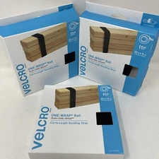 3 PKG VELCRO One Wrap Roll Cut to Length Bundling Strap  Black 25 ft x 3/4 in