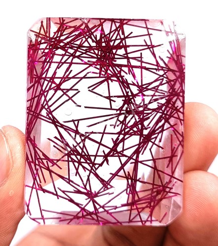 246.40 Ct Emerald Pink Rutilated Quartz Certified Transparent Loose Gems M25 - Picture 3 of 7