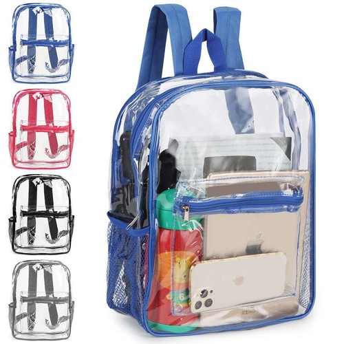 Heavy Duty Clear Backpack Waterproof Transparent Shoulder Bag SeeThrough Bookbag - Picture 2 of 16