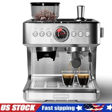 20 Bar Espresso Machine Stainless Steel Coffee Maker with Milk Frother & Grinder