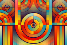 Image of Colourful Abstract Shapes V001 Wall Art Mural Wallpaper fit with standard paste