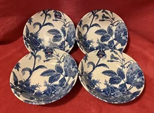 4 Royal Wessex Porcelain Blue Floral 7.5 Pasta Soup Bowl NEW made In ENGLAND
