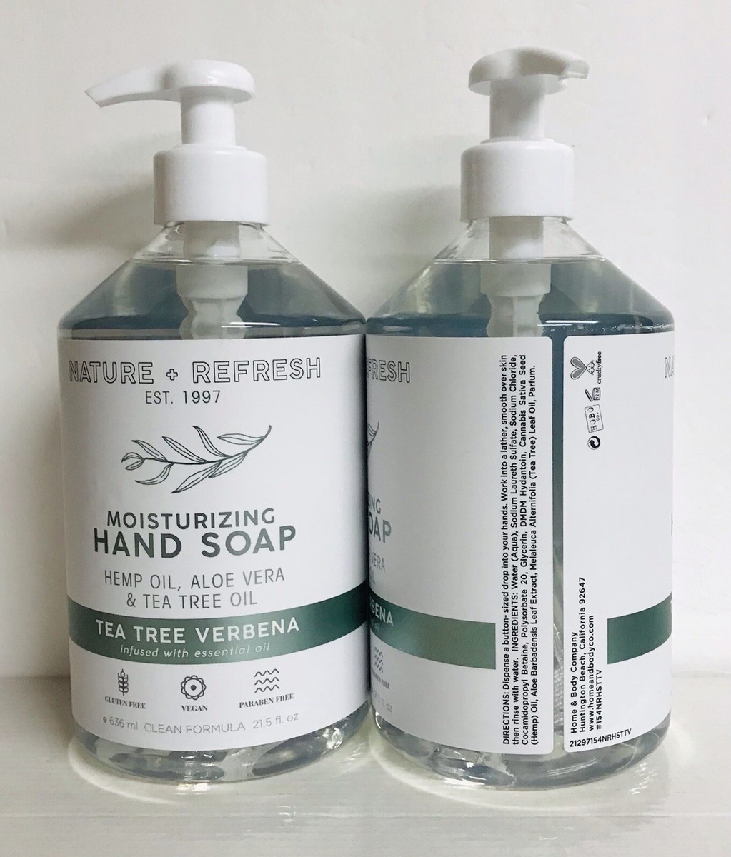 2 Bottles Nature & Refresh ~ Tea Tree Verbena Moisturizing Hand