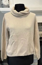 Talbots Petite Shawl Neck Sweater Ivory Angora Cotton Blend Long Sleeve Sz S