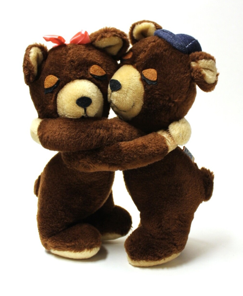SUN AND STAR ぬいぐるみ クマ ブラウン希少品 ビンテージ タグ付き Vintage 1977 Dakin Nature Babies Hugging Boy & Girl Bears Plush