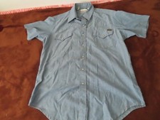 Vintage sears Roebucks denim Western wear Jean Shirt Snap Button 16-16.5 #1