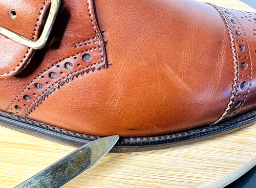 Edward Green For The House of Dormeuil Monk Strap Leather Brogue Shoes 8/8.5D - Picture 5 of 20