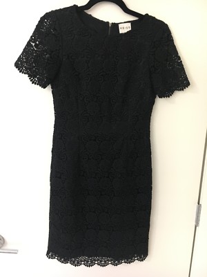 Women's Reiss Black Lace Short Sleeve Knee-Length Figure Hugging Dress Size  2 | eBay