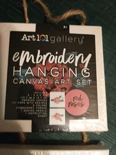 Art 101 Gallery Embroidery Hanging Canvas Art Set Red Roses