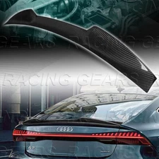 V-STYLE REAL CARBON FIBER REAR TRUNK LID SPOILER WING FIT 19-23 AUDI A7 S7 RS7