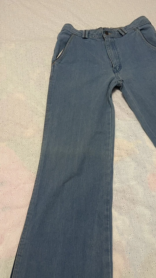 Pantalones de mezclilla vintage L'Avion para mujer discoteca anchos acampanados retro 32x33 lavado medio Foto 3 de 4