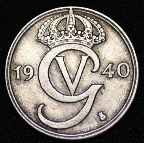 SWEDEN ~ 1940 ~ 50 Ore ~ XF World Coin ☘️ W-#593 ☘️ - Picture 2 of 2
