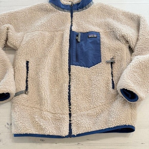 Patagonia Kids' Classic Retro-X Jacket beige blue kids size 14 - Picture 2 of 10