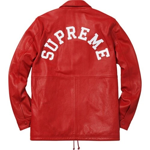 Veste d'entraîneur en cuir rouge Supreme x Champion L
