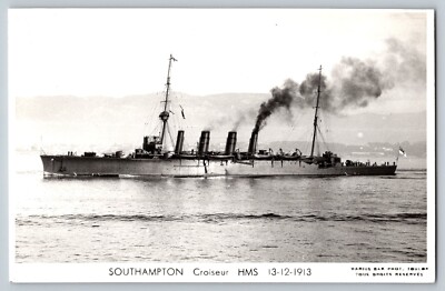 RPPC HMS Southampton 1913 Cruiser Royal Navy Vintage Postcard