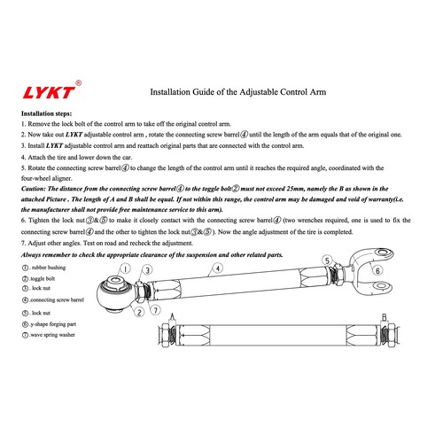 LYKT 8pcs Adjustable Alignment Rear Camber&Toe Arms for Tesla 17-23 Model 3 - Picture 24 of 24
