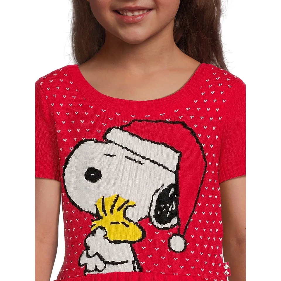 Vestido manga folhada Peanuts Girls’ Snoopy Holiday, vermelho M (7-8) - Imagem 4 de 4