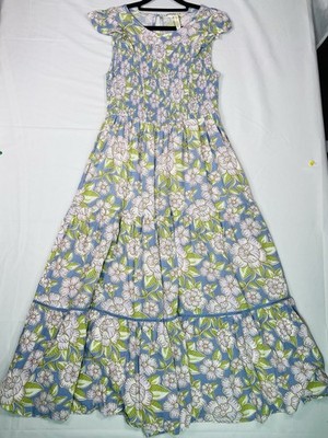 Matilda Jane Heart To Heart Pasture Blue Floral Maxi Dress Sz M Smocked  Girly | eBay